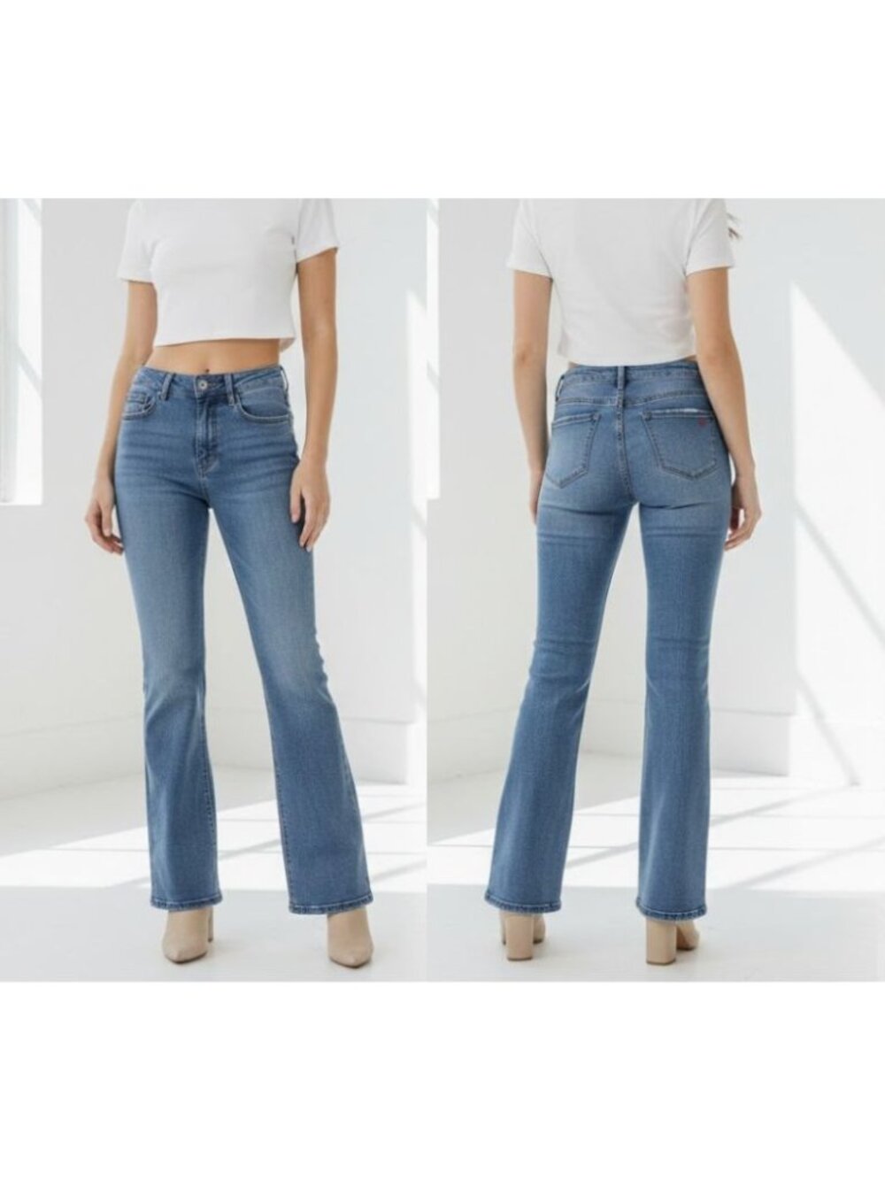 ✨Women's Wide Leg Stretch Jeans Size 5 Denim Medium Wash Mid Rise 5 Pockets New✨